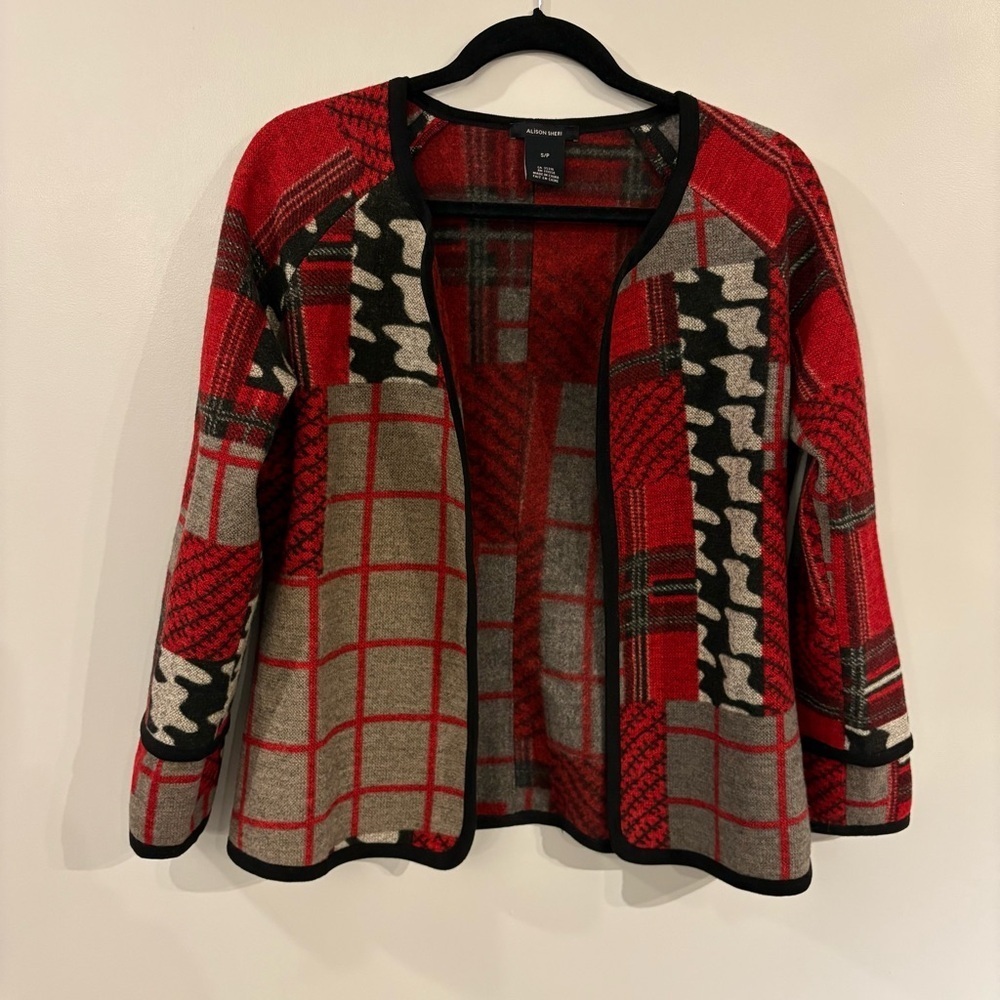 Alison Sheri cardigan open front wool blend abstract - Picture 2 of 10